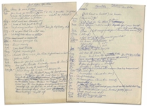 Moe Howard's 6pp. Handwritten Skit, With Curly Joe, Involving a Surgical Operation -- Signed Multiple Times, & With Some Sections Crossed Out -- On Four Sheets of 8.5'' x 11.25'' Paper -- Very Good 